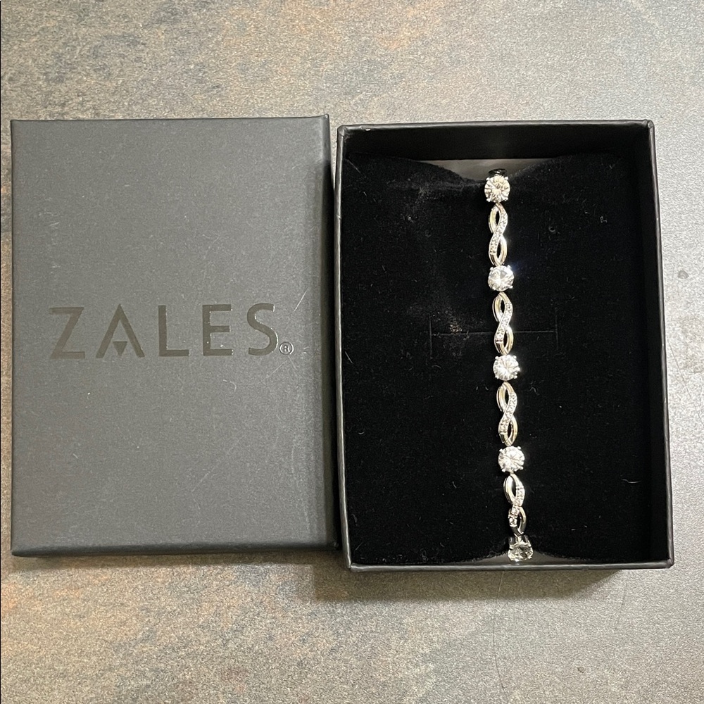 Zales Silver Bracelet with Clear Stones